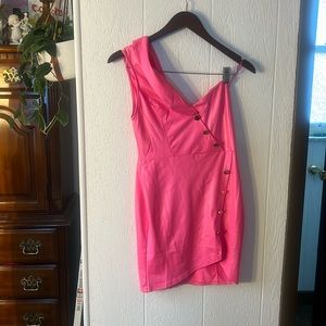 One Shoulder Pink Mini Dress